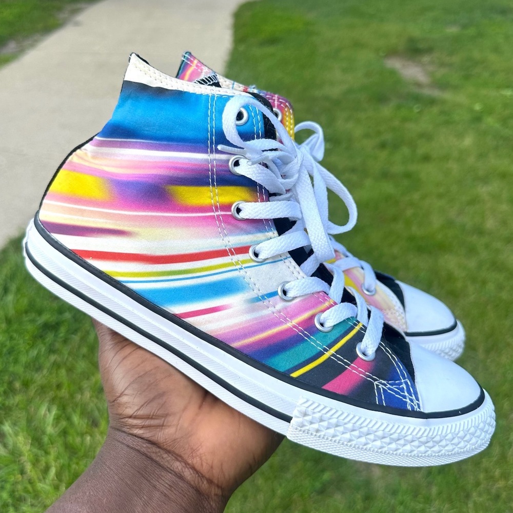 Converse Chuck Taylor All Star High Top Rainbow Stripe Big Kids Sneakers Size 5 - Picture 7 of 11